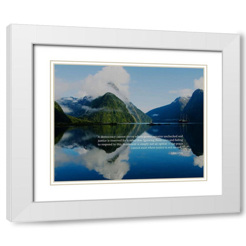 John Lewis Quote: Democracy White Modern Wood Framed Art Print with Double Matting by ArtsyQuotes
