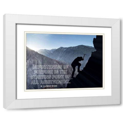 W. Clement Stone Quote: Purpose White Modern Wood Framed Art Print with Double Matting by ArtsyQuotes