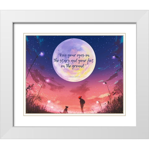 Theodore Roosevelt Quote: Eyes on the Stars White Modern Wood Framed Art Print with Double Matting by ArtsyQuotes
