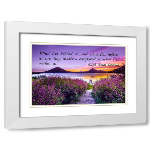 Ralph Waldo Emerson Quote: Tiny Matters White Modern Wood Framed Art Print with Double Matting by ArtsyQuotes