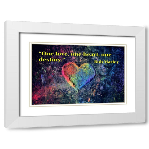 Bob Marley Quote: One Love White Modern Wood Framed Art Print with Double Matting by ArtsyQuotes