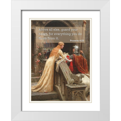 Bible Verse Quote Proverbs 4:23, Edmund Blair Leighton, Godspeed White Modern Wood Framed Art Print with Double Matting by ArtsyQuotes