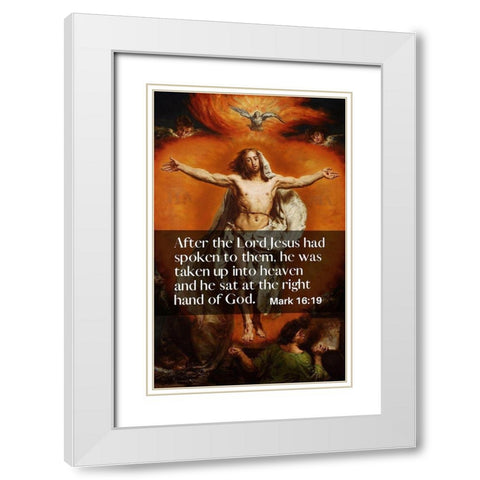 Bible Verse Quote Mark 16:19, Jan Matejko - Ascension of Christ White Modern Wood Framed Art Print with Double Matting by ArtsyQuotes