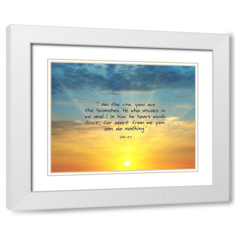 Bible Verse Quote John 15:5 White Modern Wood Framed Art Print with Double Matting by ArtsyQuotes