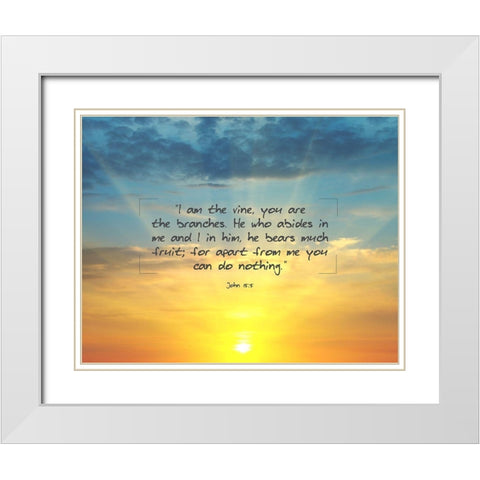 Bible Verse Quote John 15:5 White Modern Wood Framed Art Print with Double Matting by ArtsyQuotes