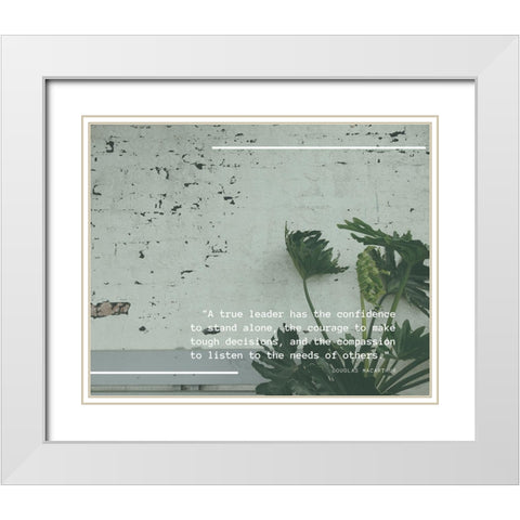 Douglas MacArthur Quote: A True Leader White Modern Wood Framed Art Print with Double Matting by ArtsyQuotes