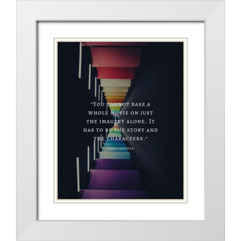 John Lasseter Quote: Imagery Alone White Modern Wood Framed Art Print with Double Matting by ArtsyQuotes