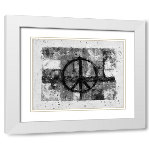 BAndW PEACE White Modern Wood Framed Art Print with Double Matting by Wiley, Marta