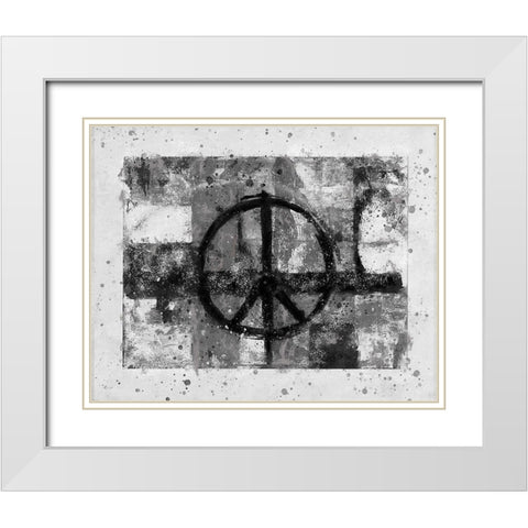 BAndW PEACE White Modern Wood Framed Art Print with Double Matting by Wiley, Marta