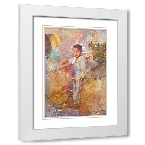 Little African Boy White Modern Wood Framed Art Print with Double Matting by Wiley, Marta