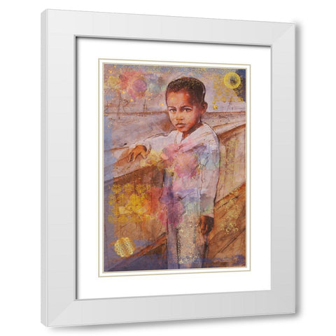 Little African Boy III White Modern Wood Framed Art Print with Double Matting by Wiley, Marta