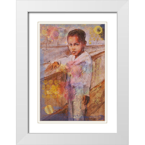 Little African Boy III White Modern Wood Framed Art Print with Double Matting by Wiley, Marta