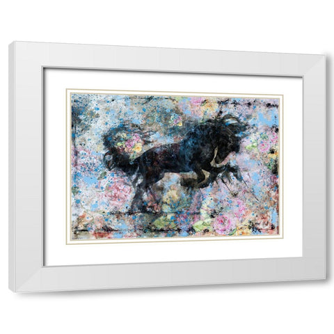 Stallion Blue Tint White Modern Wood Framed Art Print with Double Matting by Wiley, Marta