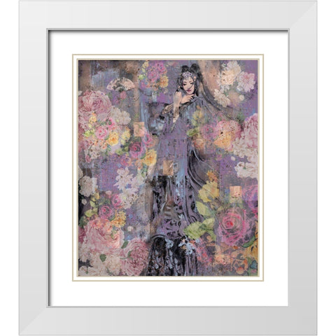 Floral Geisha II White Modern Wood Framed Art Print with Double Matting by Wiley, Marta