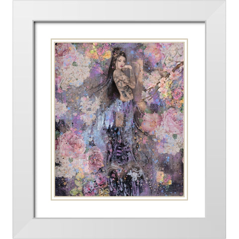 Floral Geisha II White Modern Wood Framed Art Print with Double Matting by Wiley, Marta