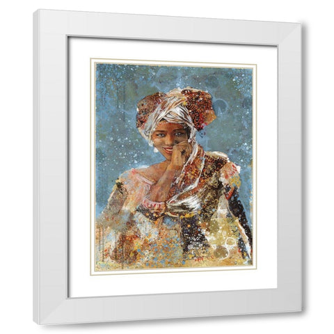 Blue African Dreams I White Modern Wood Framed Art Print with Double Matting by Wiley, Marta