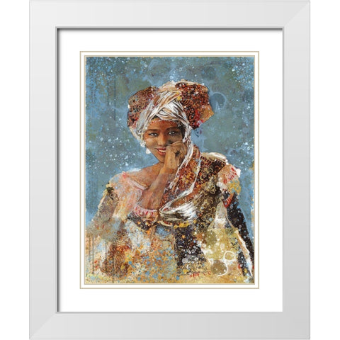 Blue African Dreams I White Modern Wood Framed Art Print with Double Matting by Wiley, Marta