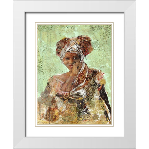 Green African Dreams White Modern Wood Framed Art Print with Double Matting by Wiley, Marta