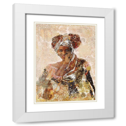Beige African Dreams White Modern Wood Framed Art Print with Double Matting by Wiley, Marta