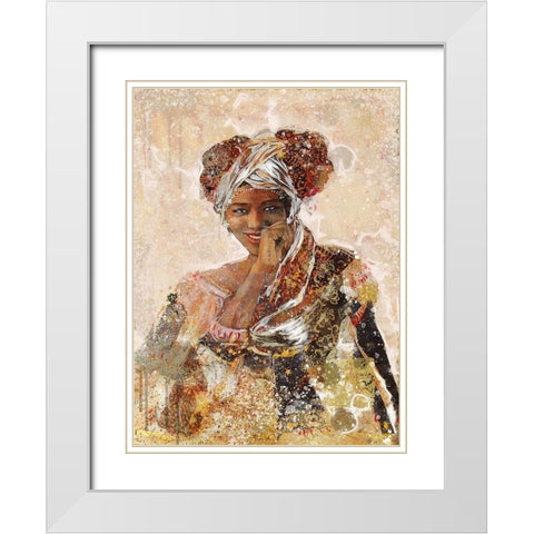 Beige African Dreams White Modern Wood Framed Art Print with Double Matting by Wiley, Marta
