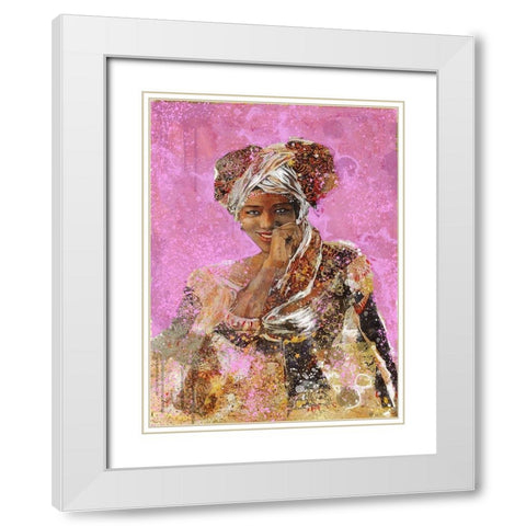 Pink African Dreams White Modern Wood Framed Art Print with Double Matting by Wiley, Marta
