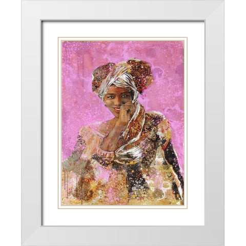 Pink African Dreams White Modern Wood Framed Art Print with Double Matting by Wiley, Marta