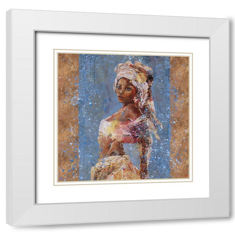 Teal African Light White Modern Wood Framed Art Print with Double Matting by Wiley, Marta