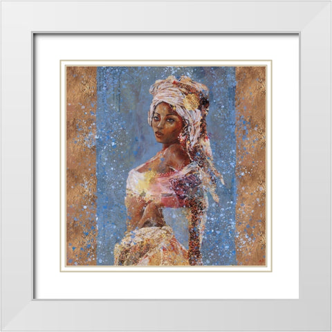 Teal African Light White Modern Wood Framed Art Print with Double Matting by Wiley, Marta