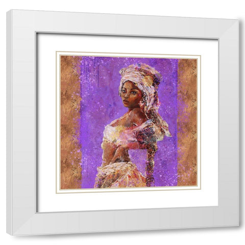 Purple African Light White Modern Wood Framed Art Print with Double Matting by Wiley, Marta