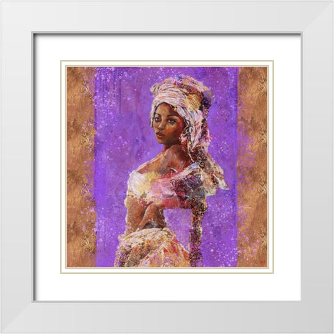 Purple African Light White Modern Wood Framed Art Print with Double Matting by Wiley, Marta