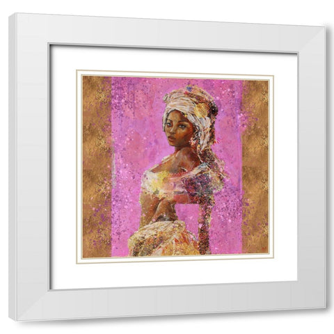 Pink African Light White Modern Wood Framed Art Print with Double Matting by Wiley, Marta