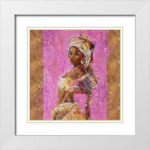 Pink African Light White Modern Wood Framed Art Print with Double Matting by Wiley, Marta