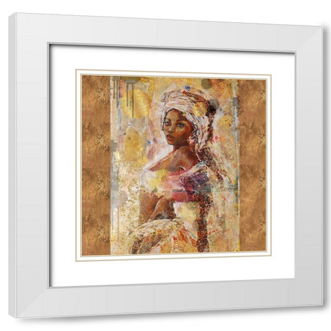 Beige African Light White Modern Wood Framed Art Print with Double Matting by Wiley, Marta