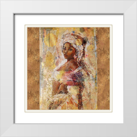 Beige African Light White Modern Wood Framed Art Print with Double Matting by Wiley, Marta