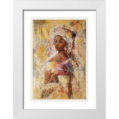 African Light V White Modern Wood Framed Art Print with Double Matting by Wiley, Marta