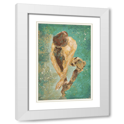 Teal Repose White Modern Wood Framed Art Print with Double Matting by Wiley, Marta