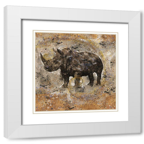 Fibonacci Ocher Rhino White Modern Wood Framed Art Print with Double Matting by Wiley, Marta