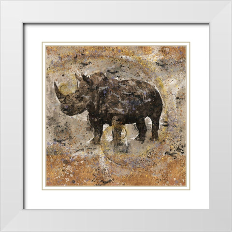 Fibonacci Ocher Rhino White Modern Wood Framed Art Print with Double Matting by Wiley, Marta