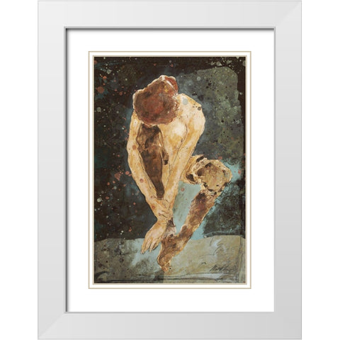 Charcoal Repose White Modern Wood Framed Art Print with Double Matting by Wiley, Marta