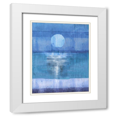Blue Abstract XXVIII White Modern Wood Framed Art Print with Double Matting by Wiley, Marta