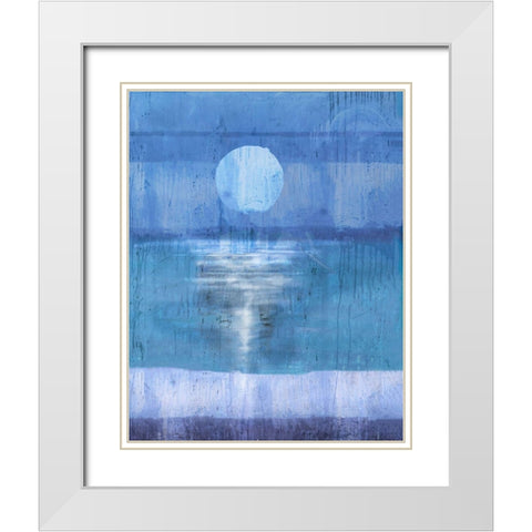 Blue Abstract XXVIII White Modern Wood Framed Art Print with Double Matting by Wiley, Marta