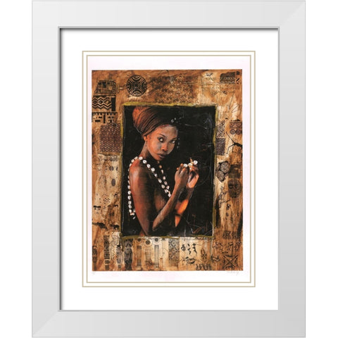 African- Different Frame I White Modern Wood Framed Art Print with Double Matting by Wiley, Marta