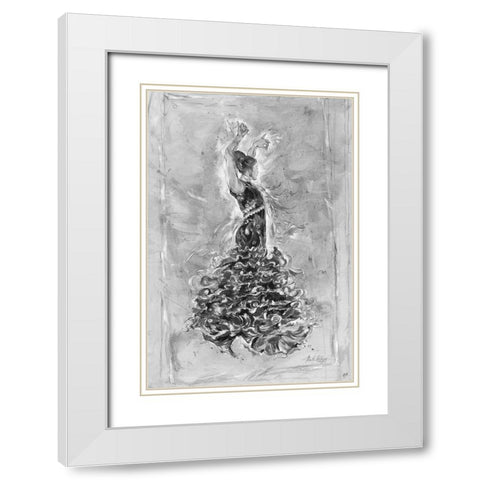 Flamenco On Linen White Modern Wood Framed Art Print with Double Matting by Wiley, Marta