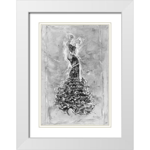 Flamenco On Linen White Modern Wood Framed Art Print with Double Matting by Wiley, Marta