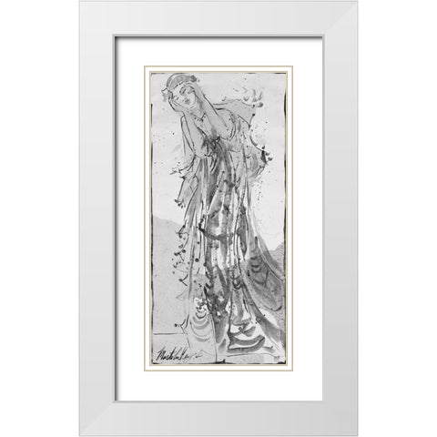 India Ink Dancer I White Modern Wood Framed Art Print with Double Matting by Wiley, Marta