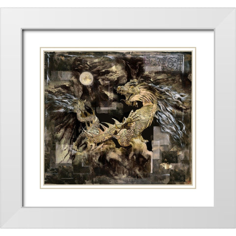 Golden Dragon White Modern Wood Framed Art Print with Double Matting by Wiley, Marta