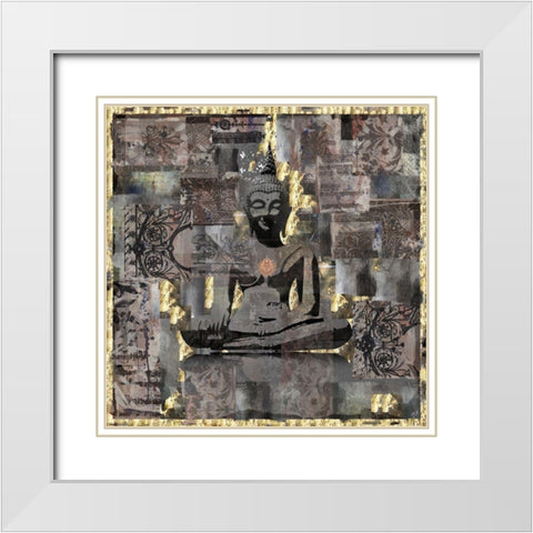 Happy Buddah White Modern Wood Framed Art Print with Double Matting by Wiley, Marta