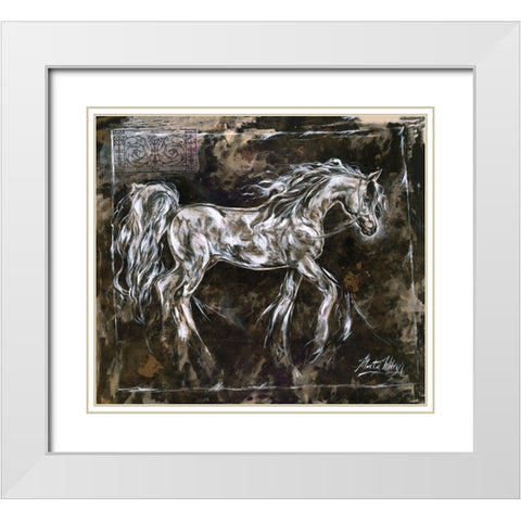 White Horse Different Border White Modern Wood Framed Art Print with Double Matting by Wiley, Marta