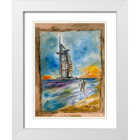 Dubai Cityscape White Modern Wood Framed Art Print with Double Matting by Wiley, Marta
