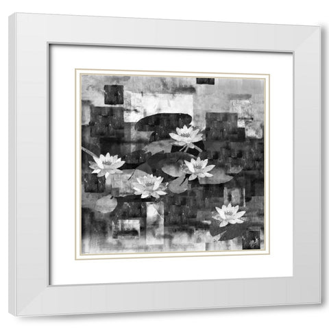 Lily Pods Abstract White Modern Wood Framed Art Print with Double Matting by Wiley, Marta